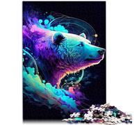 Puzzle da 1000 pezzi per adulti, motivo: orso polare neon, 26 x 38 cm, decorazione per la casa, unica e regali per adolescenti dai 14 anni in su