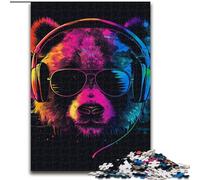 Puzzle da 1000 pezzi per adulti, motivo: panda con cuffie, ideale per divertirsi in famiglia, perfetto per le vacanze e per serate di gioco interattive (dimensioni: 26x38cm)