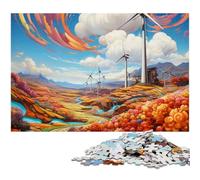 Puzzle da 1000 pezzi per adulti motivo: parco eolico psichedelico per gioco educativo giocattolo opera d'arte regalo (dimensioni 38x26 cm)