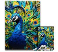 Puzzle da 1000 pezzi per adulti, motivo: pavone colorato, in legno, ideale come decorazione fai da te e come regalo rompicapo, 50x75CM/19,68x29,52 pollici.