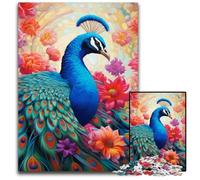 Puzzle da 1000 pezzi per adulti, motivo: pavone colorato, in legno, ideale come decorazione fai da te e come regalo rompicapo, 50x75CM/19,68x29,52 pollici.