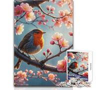 Puzzle da 1000 pezzi per adulti, motivo: pettirosso primaverile, ideale per momenti di relax e tranquillità, taglio uniforme e pulito, giocattolo per il tempo libero, dimensioni: 38x52cm