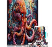 Puzzle da 1000 pezzi per adulti, motivo: polpo artistico, aiuta il cervello a esercitare i giocattoli che creano dipendenza e coltivano la pazienza, decorazione perfetta, 38x26cm