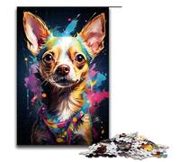 Puzzle da 1000 pezzi per adulti motivo psichedelico Chihuahua con poster e foglio di quiz coordinati 1000 pezzi (75x50 cm)