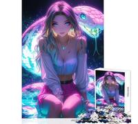 Puzzle da 1000 pezzi per adulti motivo: ragazza serpente al neon giocattolo decorazione da parete ottimi regali e giocattoli giochi rilassanti con pezzi completamente interconnessi di forma casuale