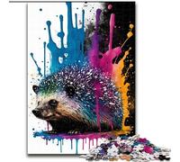 Puzzle da 1000 pezzi per adulti, motivo: Riccio colorato in legno, un regalo perfetto per il divertimento in famiglia, 50x75cm, per feste, compleanni e serate di giochi in famiglia