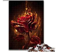 Puzzle da 1000 pezzi per adulti, motivo: "Rosa che brucia", in legno, ideale per il divertimento in famiglia, regalo perfetto per feste e compleanni(1000 pezzi, 50x75cm)