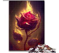 Puzzle da 1000 pezzi per adulti, motivo: "Rosa che brucia", realizzato in cartone, ideale per il divertimento in famiglia, regalo perfetto per feste e compleanni, 1000 pezzi(26x38cm)