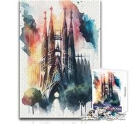 Puzzle da 1000 pezzi per adulti, motivo: Sagrada Familia, ideale per momenti di relax e tranquillità, taglio uniforme e pulito, giocattolo per il tempo libero, dimensioni: 38x26cm