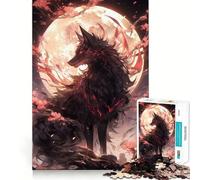 Puzzle da 1000 pezzi per adulti,motivo Sakura Kitsune nero,decorazione elegante e compatta,attività stimolante per la mente,gioco rilassante,regalo perfetto per le festività 38x52cm