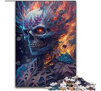 Puzzle da 1000 pezzi per adulti, motivo: scheletro di fiore in fiamme. Puzzle in legno per adulti, dimensioni 50x75cm. Attività per famiglie, rompicapo, decorazioni per la casa, regalo di Natale.