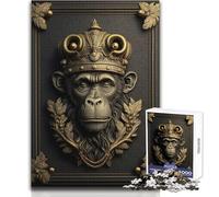 Puzzle da 1000 pezzi per adulti, motivo: scimmia, in rilievo dorato, decorazione, calma e piacevole, per il tempo libero, giocattolo di precisione avanzato, dimensioni: 50x75cm