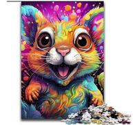 Puzzle da 1000 pezzi per adulti, motivo: scoiattolo psichedelico. Sviluppa la coordinazione occhio-mano, perfetto come regalo di compleanno. Dimensioni: 50x75cm.