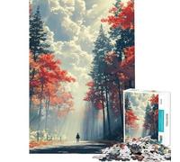 Puzzle da 1000 pezzi per adulti motivo sentiero nella foresta autunnale con figure gioco pratico per adulti decorazione per la casa regalo di compleanno regalo (dimensioni 50x75cm)