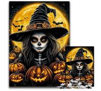 Puzzle da 1000 pezzi per adulti, motivo: strega di Halloween, puzzle in legno dal design intricato per adolescenti, decorazioni fai da te e divertimento che stimola la mente, 50x75cm