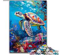 Puzzle da 1000 pezzi per adulti, motivo: Tartarughe marine, in legno, regalo perfetto per genitori, amanti e amici - età 14+, dimensioni 50x75cm, ideale per compleanni, vacanze, Natale e Halloween