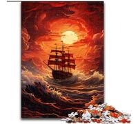 Puzzle da 1000 pezzi per adulti, motivo: tempesta rossa e arancione, in legno, per stimolare l'interazione familiare e stimolare il cervello, sfida di attività per famiglie(50x75cm)