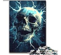 Puzzle da 1000 pezzi per adulti, motivo teschio con fulmine, ideale come regalo per familiari e amici, sfida rompicapo (dimensioni 26x38cm)