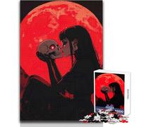 Puzzle da 1000 pezzi per adulti, motivo: teschio e luna rossa, bacio, rilassante, per il tempo libero, preciso, ad incastro, giocattolo di precisione, dimensioni: 50x75cm