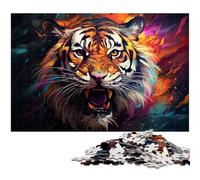 Puzzle da 1000 pezzi per adulti motivo tigre arrabbiata e violenta difficile ottimo regalo e giocattolo per adolescenti dai 14 anni in su 1000 pezzi (75x50 cm)