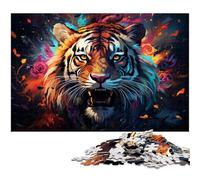 Puzzle da 1000 pezzi per adulti motivo tigre arrabbiata e violenta puzzle di carta per adulti divertenti giochi di puzzle 1000 pezzi (38x26 cm)