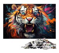 Puzzle da 1000 pezzi per adulti motivo tigre arrabbiata e violenta puzzle di carta per adulti divertenti giochi di puzzle 1000 pezzi (38x26 cm)