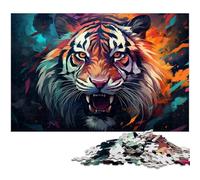 Puzzle da 1000 pezzi per adulti motivo tigre arrabbiata e violenta un'opera d'arte per ragazzi dai 14 anni in su 1000 pezzi (38x26 cm)