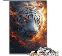 Puzzle da 1000 pezzi per adulti, motivo: tigre bianca, arte colorata, in legno, regalo perfetto per genitori, amanti e amici - età 14+, 50x75cm, gioco interattivo per famiglie