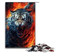 Puzzle da 1000 pezzi per adulti motivo tigre bianca motivo horror opera d'arte regalo di compleanno decorazione da parete 75x50cm