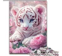 Puzzle da 1000 pezzi per adulti, motivo tigre bianca, rompicapo educativo, decorazione artistica per casa e ufficio, età 14+, 50x75cm