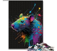 Puzzle da 1000 pezzi per adulti, motivo: topo colorato in legno, perfetto come decorazione fai da te o regalo di compleanno 50x75cm per compleanni, vacanze, Natale e Halloween