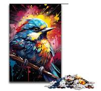 Puzzle da 1000 pezzi per adulti motivo: uccellino azzurro psichedelico colorato rompicapo regalo di Natale e compleanno 75x50 cm