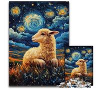 Puzzle da 1000 pezzi per adulti, motivo: Van Gogh, cielo notturno, pecore, puzzle in legno, giochi educativi, per migliorare l'amore tra coppie dai 14 anni in su, 50x75cm
