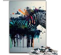 Puzzle da 1000 pezzi per adulti, motivo: zebra fantasy, in legno, per adolescenti dai 14 anni in su, decorazione per la casa fai da te, 50x75cm, regalo di compleanno perfetto