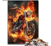 Puzzle da 1000 pezzi per adulti, motocicletta con fiamme, puzzle difficili per adulti, 50x75cm, regalo fai da te per la casa, gioco rompicapo