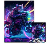 Puzzle da 1000 pezzi per adulti, motociclista, gatto, puzzle difficili per adulti, regalo perfetto per le feste, opera d'arte fai da te 50x75CM/19,68x29,52 pollici