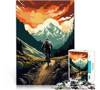 Puzzle da 1000 pezzi per adulti Mountain bike Montagne Difficile da completare ma divertente e umoristico Decorazione della casa 52x38cm