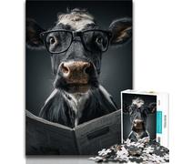 Puzzle da 1000 pezzi per adulti, mucca che legge il giornale, puzzle per adulti, gioco stimolante, ideale come regalo per tutta la famiglia (dimensioni 75x50cm)