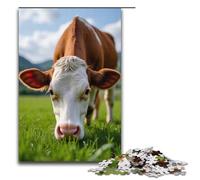 Puzzle da 1000 pezzi per adulti Mucca che mangia erba Puzzle in legno per adulti e bambini Strumento antistress 1000 pezzi (38x26 cm)