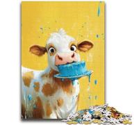 Puzzle da 1000 pezzi per adulti Mucca che mangia la torta Giochi rilassanti Gioco educativo per compleanno, Natale e dai 14 anni in su 50x75cm