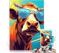 Puzzle da 1000 pezzi per adulti Mucca con occhiali da sole Gioco impegnativo e gioco in famiglia offerte come regali per tutta la famiglia 38x26cm