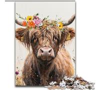 Puzzle da 1000 pezzi per adulti, mucca delle Highlands, puzzle impossibili per adulti, 50x75cm, regalo perfetto per le feste, opera d'arte fai da te
