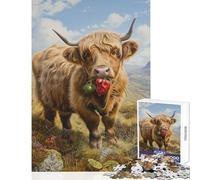 Puzzle da 1000 pezzi per adulti Mucca delle Highlands Terra del Pepe Gioco rompicapo da 1000 pezzi Regalo di compleanno per tutta la famiglia (50x75cm)