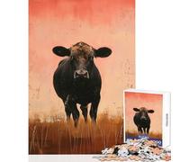 Puzzle da 1000 pezzi per adulti Mucca in un campo pastello Giocattolo educativo Regali per donne Uomini Giochi per famiglie Allena il tuo cervello e le tue mani Dimensioni 38x26cm