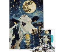 Puzzle da 1000 pezzi per adulti Mucca sotto la luna Gioco rompicapo per adulti Assemblaggio di modelli Gioco stimolante Regalo (Dimensioni 50x75cm)