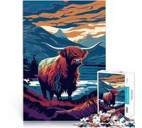 Puzzle da 1000 pezzi per adulti Mucche delle Highland scozzesi giocattoli educativi per l'apprendimento Lista dei desideri con Babbo Natale 52x38cm