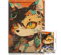 Puzzle da 1000 pezzi per adulti, murale di gatti di street art, regali per donne, giochi divertenti per 14+ anni, gioco di puzzle offerto (dimensioni 50x75cm)