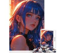 Puzzle da 1000 pezzi per adulti Musa dai capelli blu radiosa in luce eterea Giocattolo Decorazione da parete Regalo Compleanno Giochi rilassanti Interazione genitore-figlio Dimensioni 38x26cm
