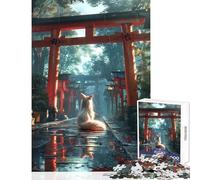 Puzzle da 1000 pezzi per adulti Mystic Kitsune Fox Torii Toy Wall Decor Regalo di compleanno Giochi rilassanti Interessanti Riduzione dello stress Dimensioni 38x52cm