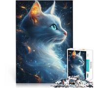 Puzzle da 1000 pezzi per adulti Mystical White Cat Staycation: Zeit totschlagen mit passendem Poster und Quizblatt75x50cm